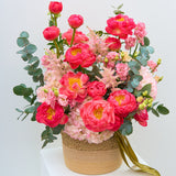 Luxury basket with peonies