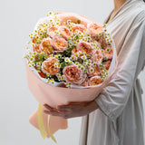 Peach Garden: Spray Rose Bouquet with Tanacetum