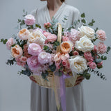 Delight: Basket of Pink and White Roses